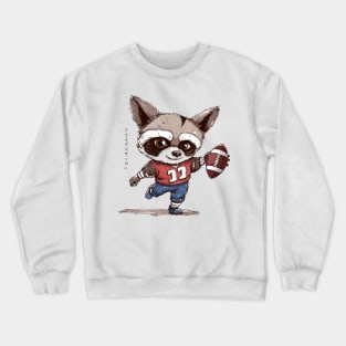 Funny Racoon Football With Kanji Crewneck Sweatshirt